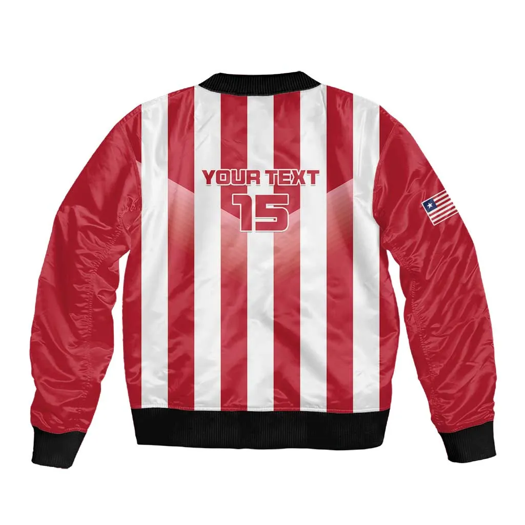 Custom Liberia Football Sleeve Zip Bomber Jacket The Lone Stars Sporty Style LT15