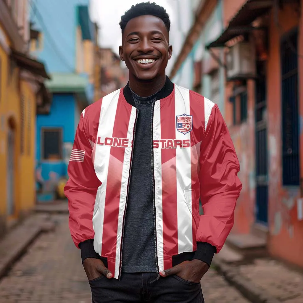 Custom Liberia Football Sleeve Zip Bomber Jacket The Lone Stars Sporty Style LT15