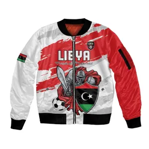 Custom Libya Football Sleeve Zip Bomber Jacket Forza Fursan Al-Mutawasit LT15