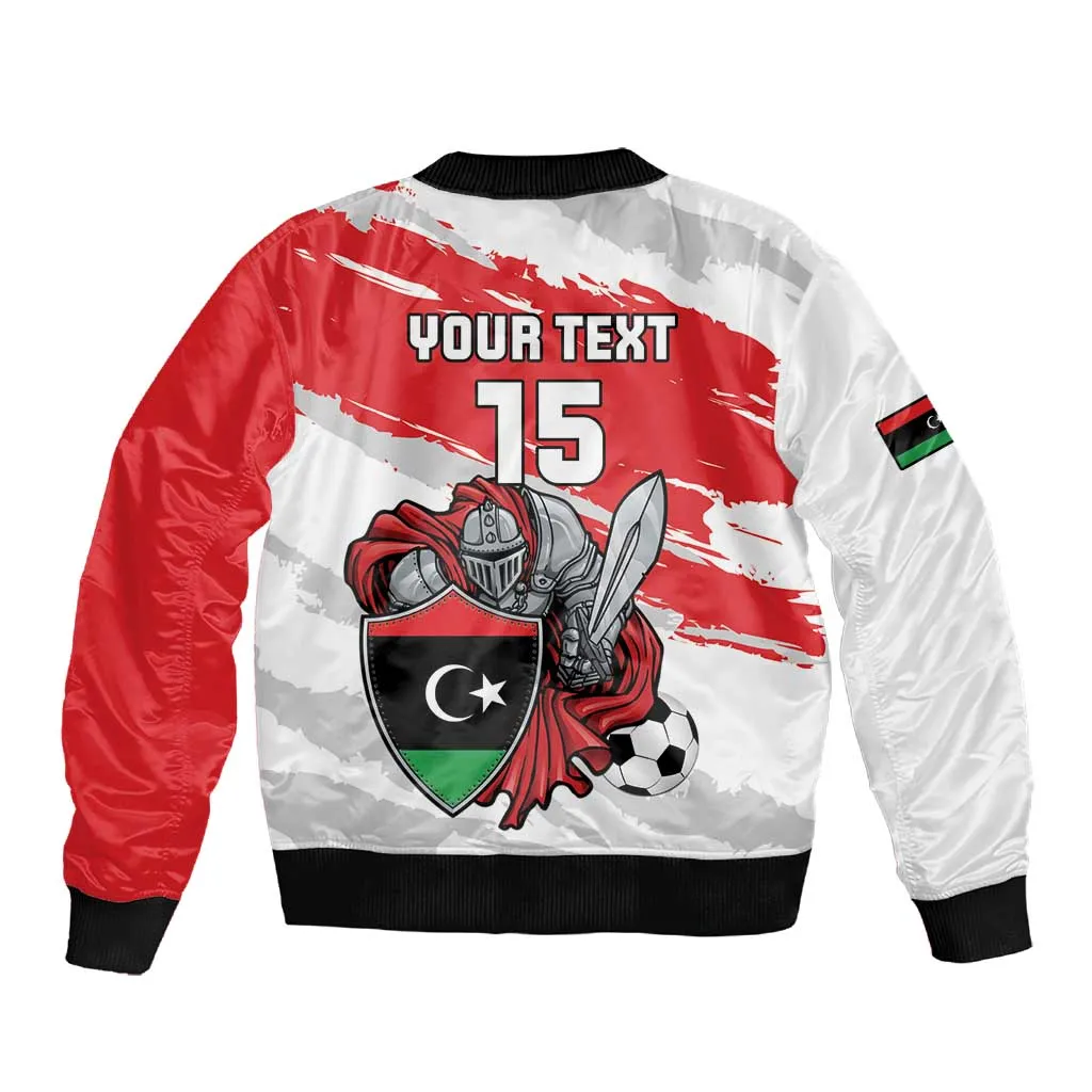 Custom Libya Football Sleeve Zip Bomber Jacket Forza Fursan Al-Mutawasit LT15