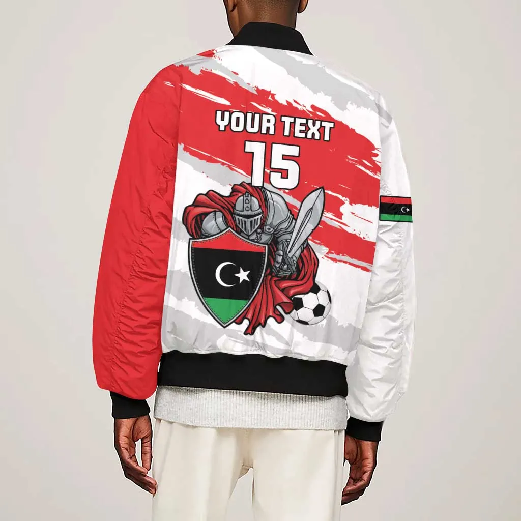 Custom Libya Football Sleeve Zip Bomber Jacket Forza Fursan Al-Mutawasit LT15