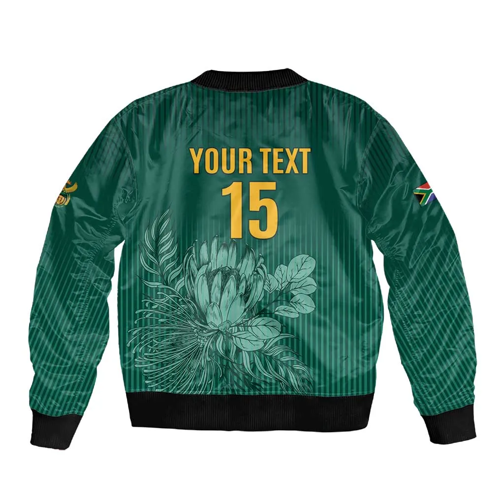 Custom South Africa Cricket Sleeve Zip Bomber Jacket Come On Proteas LT15