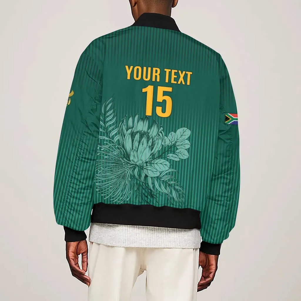 Custom South Africa Cricket Sleeve Zip Bomber Jacket Come On Proteas LT15