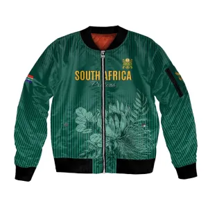 Custom South Africa Cricket Sleeve Zip Bomber Jacket Come On Proteas LT15