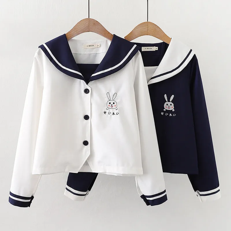 CUTE BUNNY EMBROIDERED BOW TOP/SKIRT UB2787