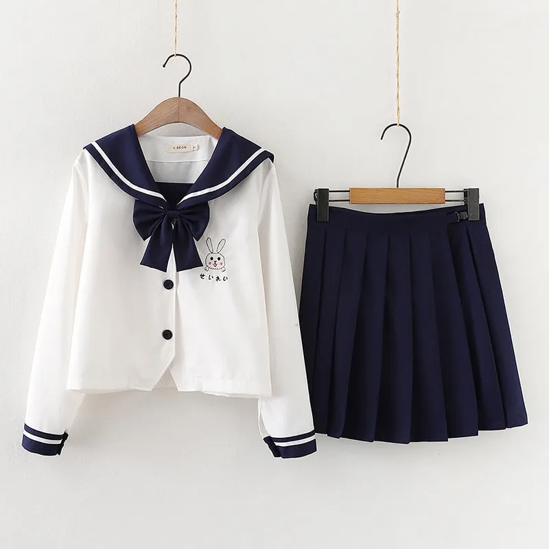 CUTE BUNNY EMBROIDERED BOW TOP/SKIRT UB2787