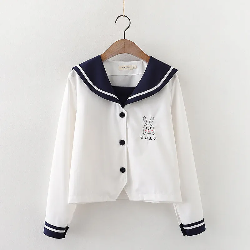 CUTE BUNNY EMBROIDERED BOW TOP/SKIRT UB2787