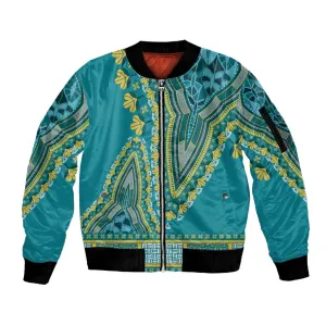 Dashiki Sleeve Zip Bomber Jacket Luxury Afro - Teal LT7