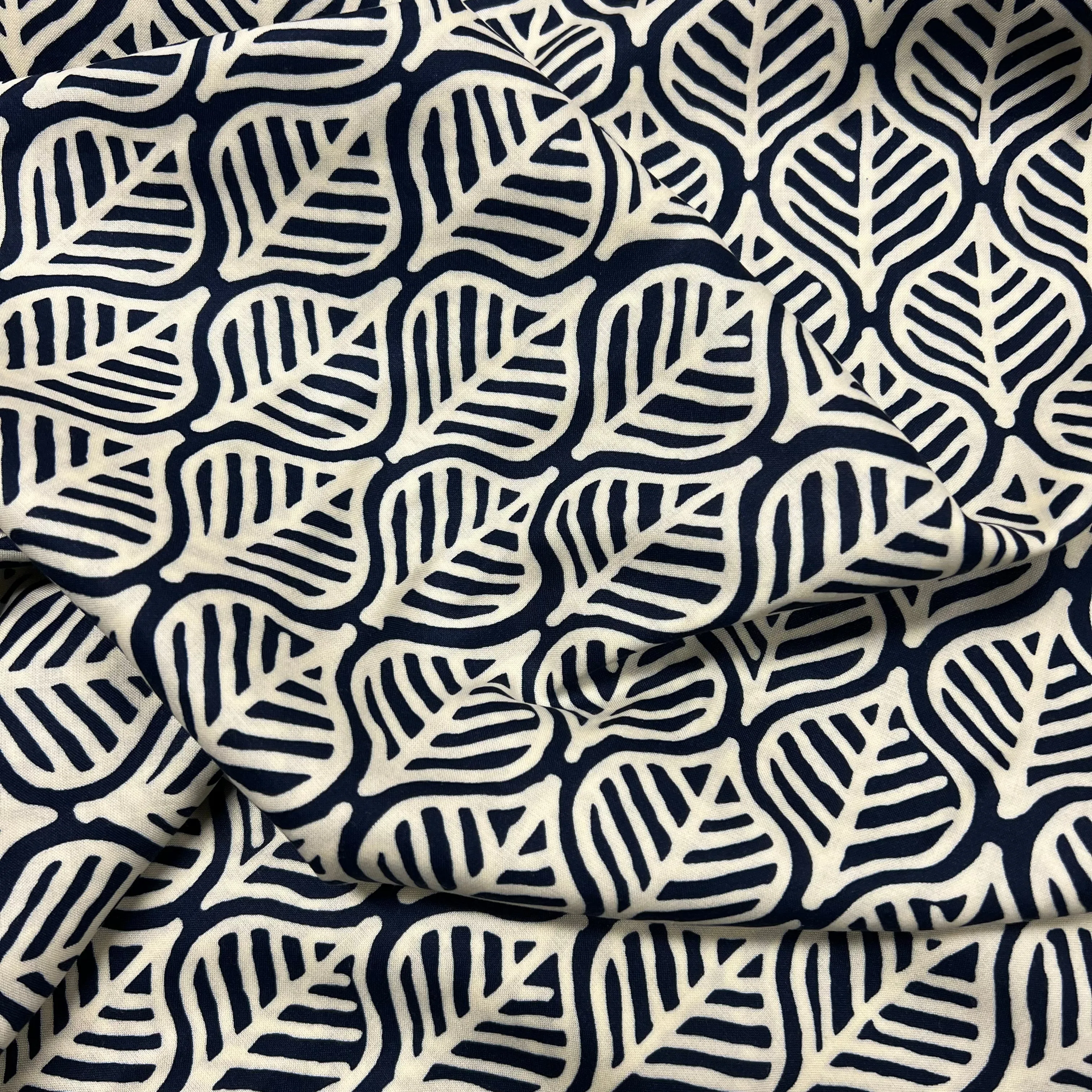 Dean Leaf Viscose - Navy