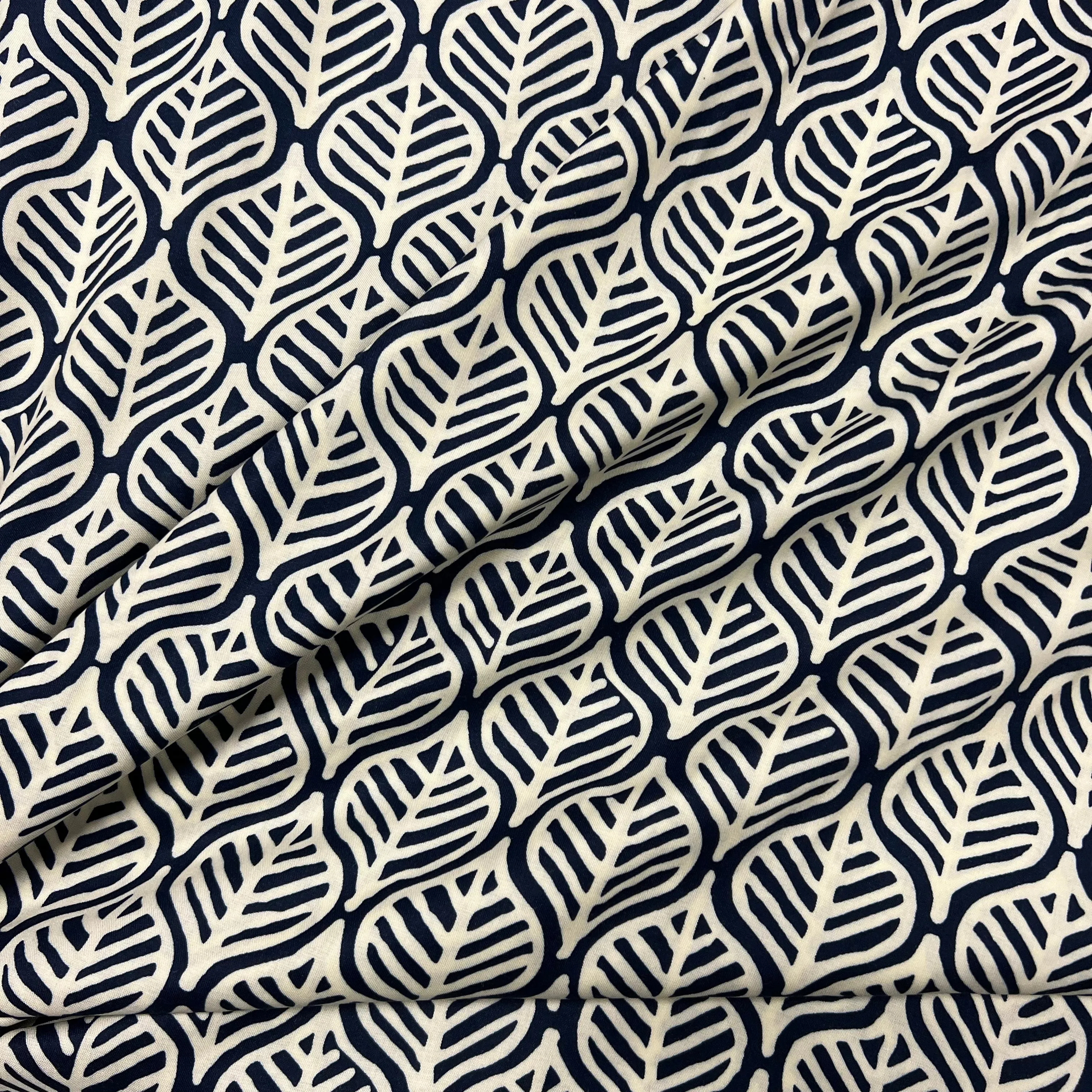 Dean Leaf Viscose - Navy