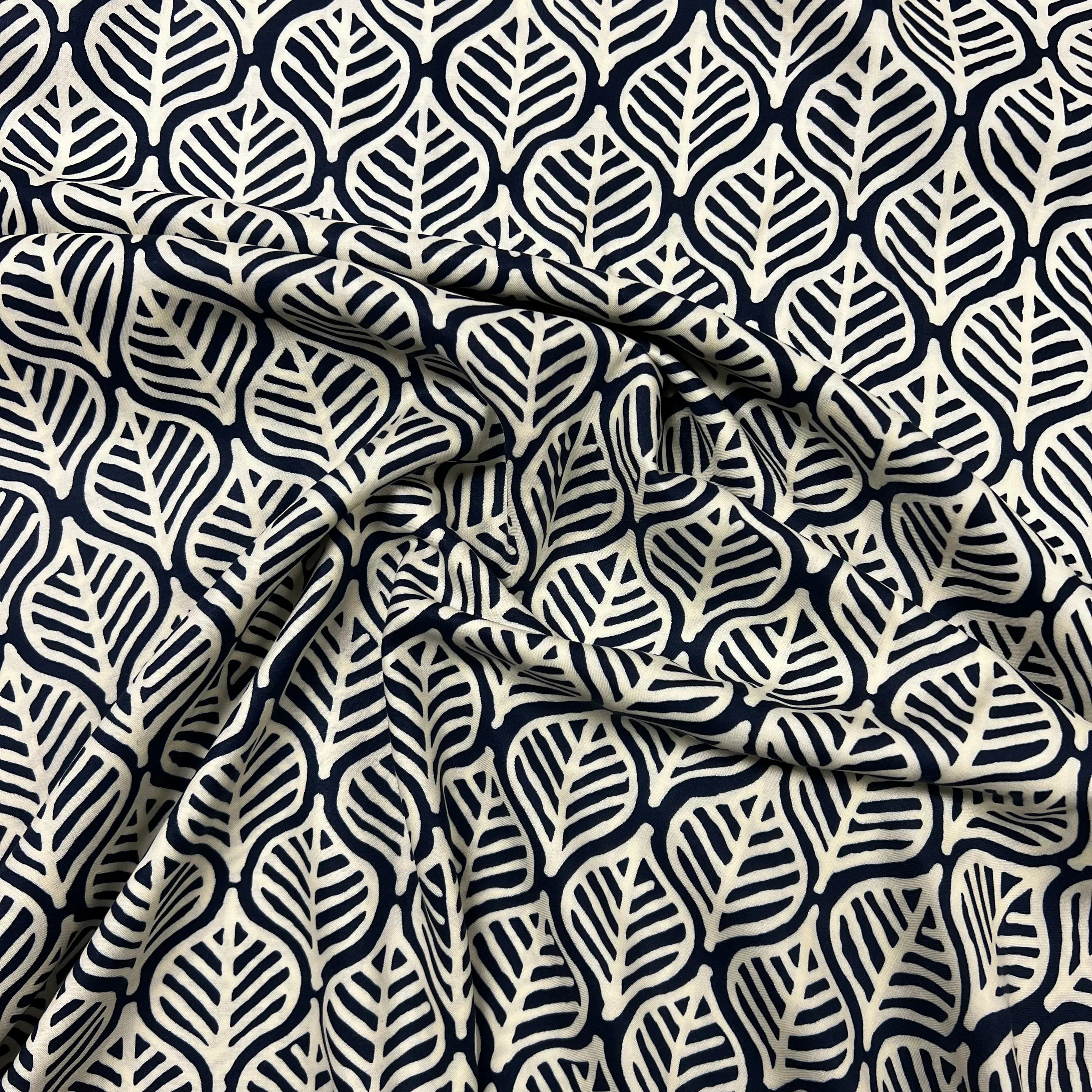 Dean Leaf Viscose - Navy