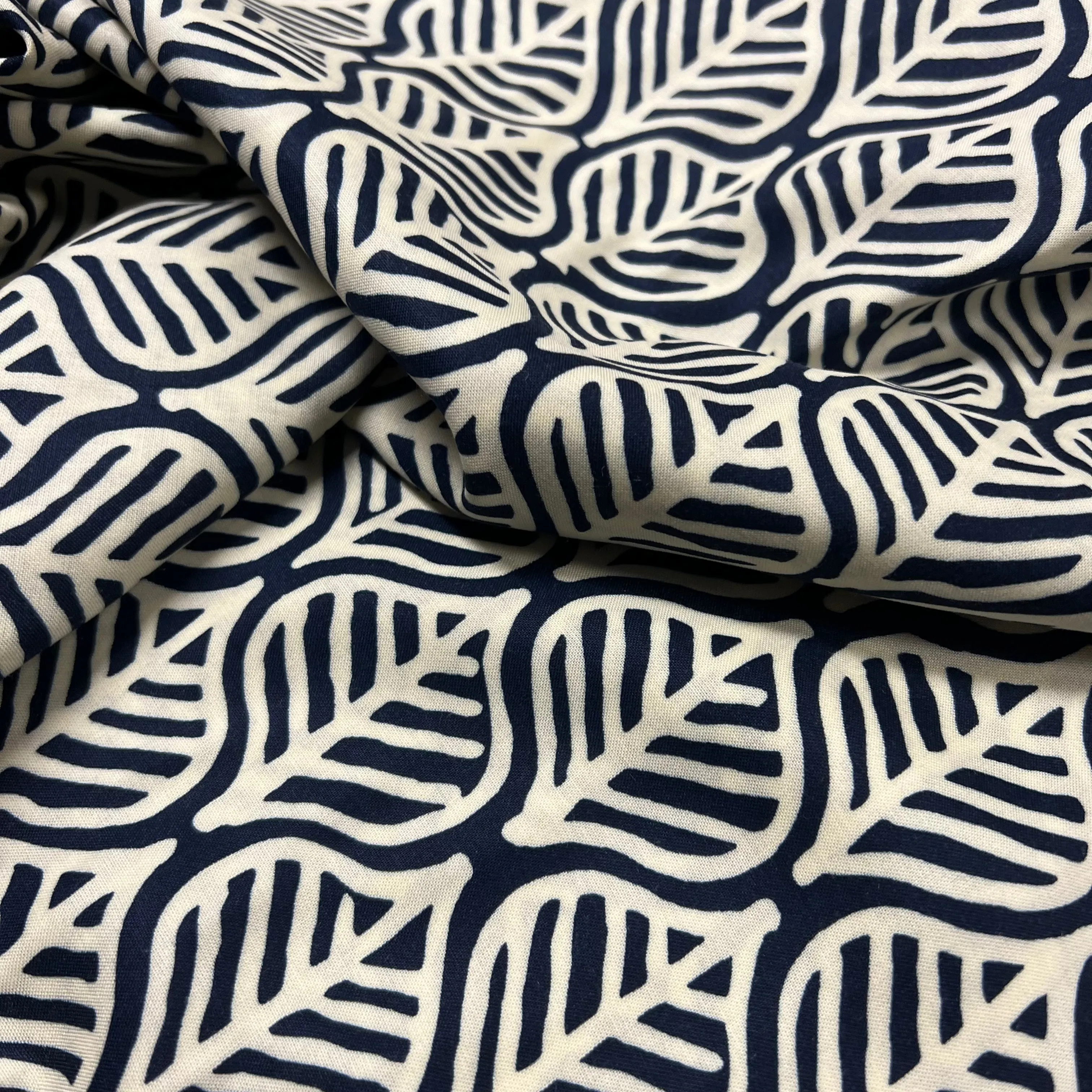 Dean Leaf Viscose - Navy