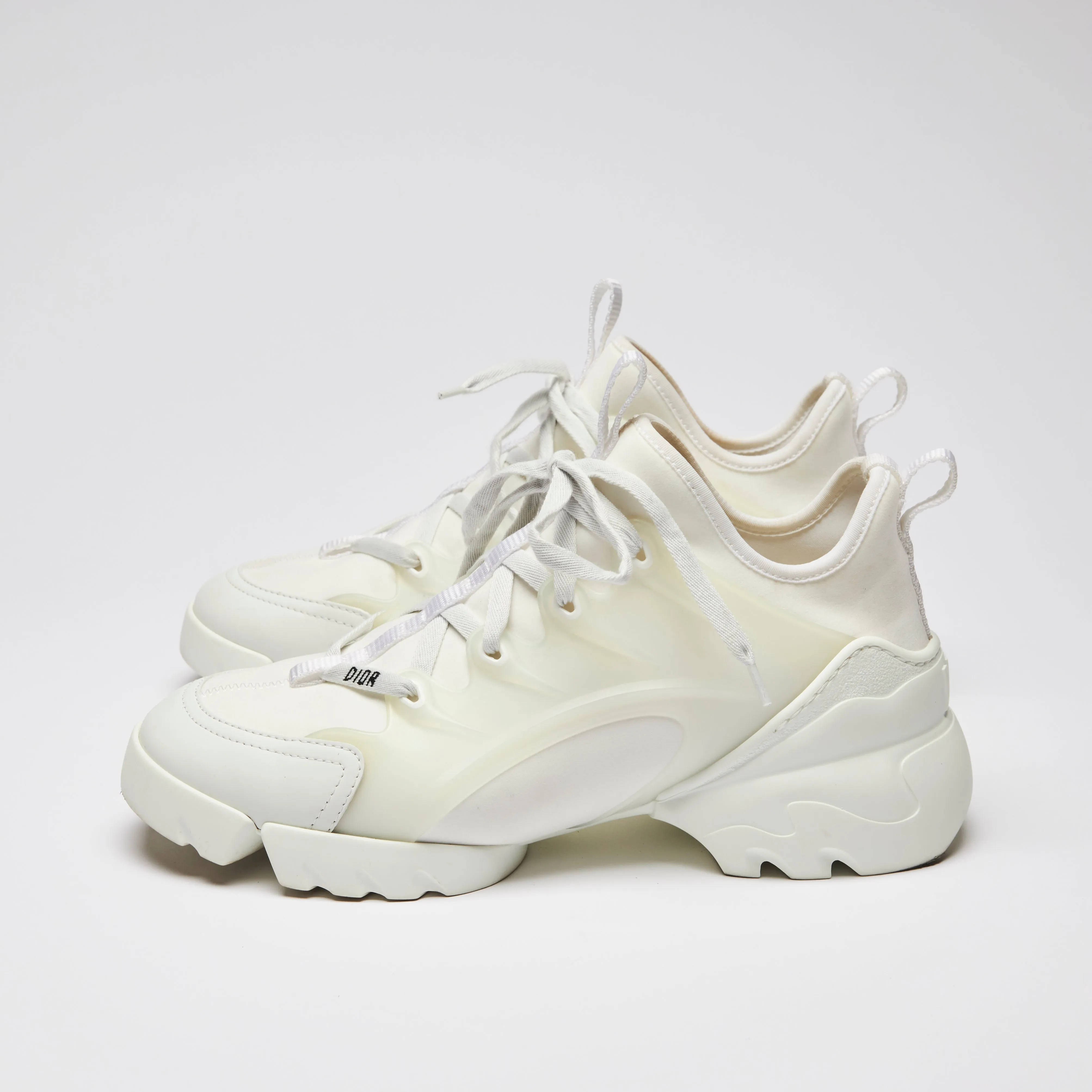 Dior D-Connect White Technical Fabric Sneakers Size 38.5