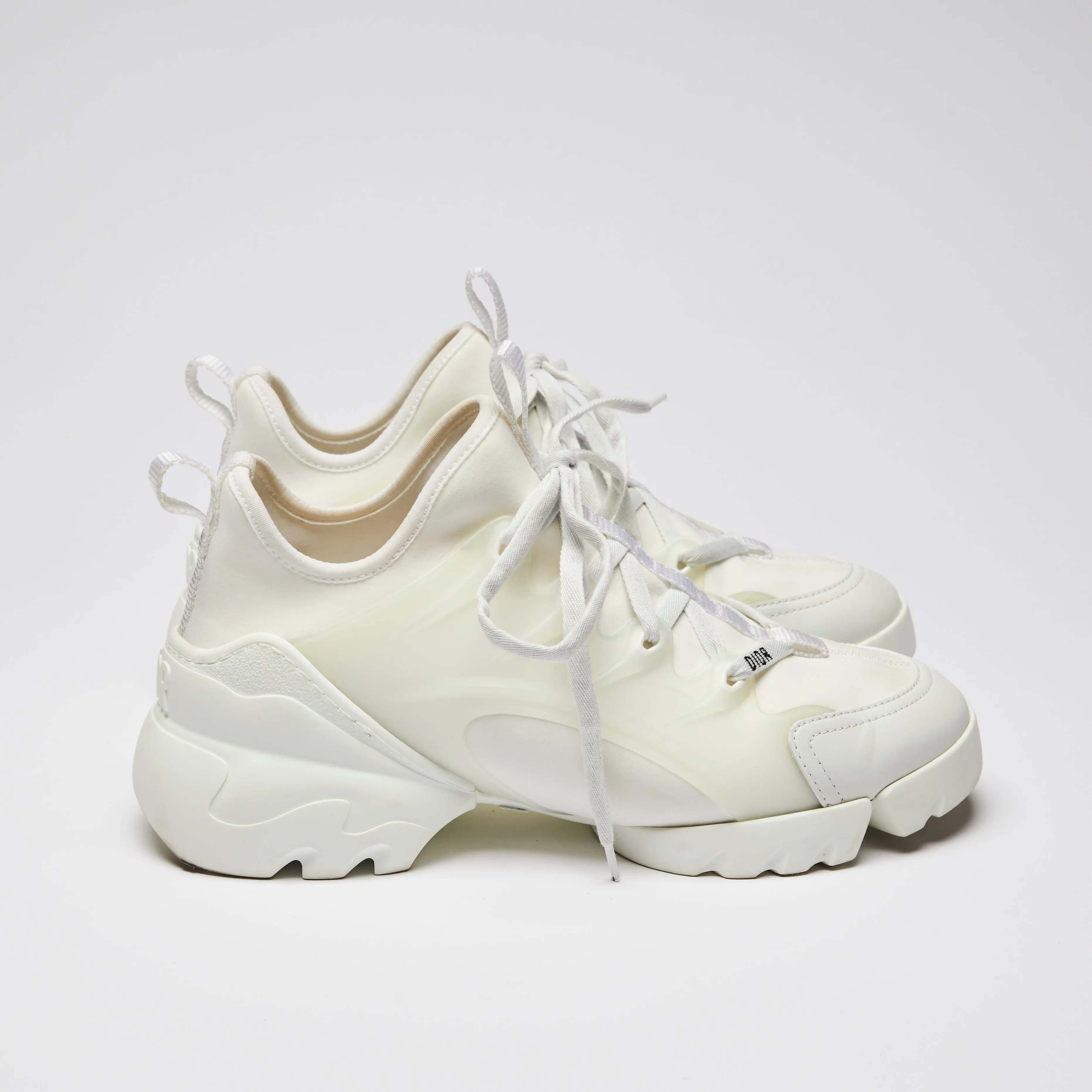 Dior D-Connect White Technical Fabric Sneakers Size 38.5