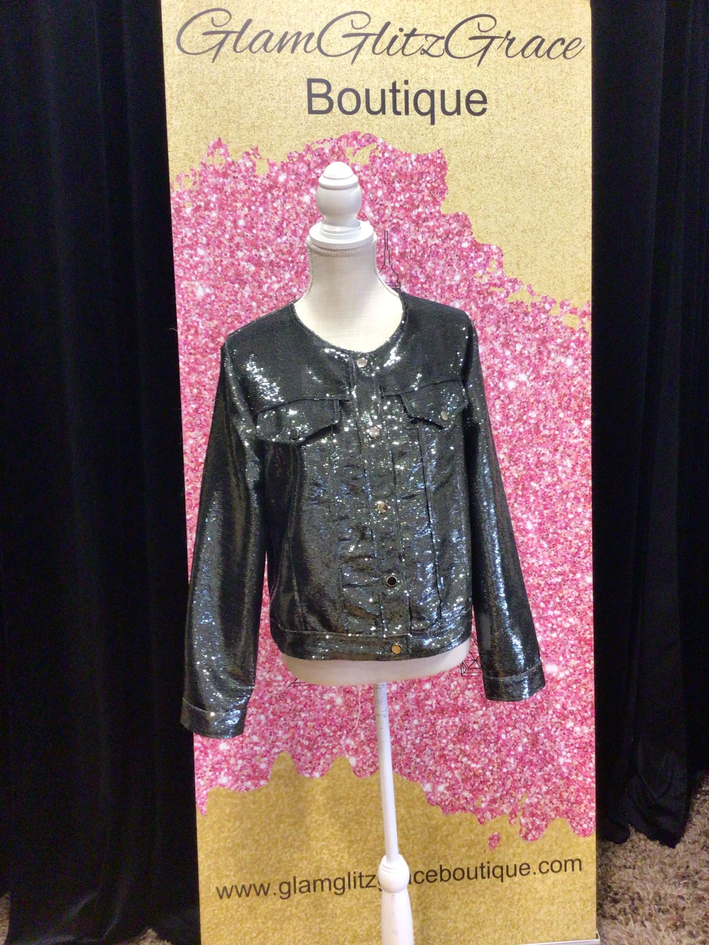 Dolce Cabo Pine Green Sequin Jacket