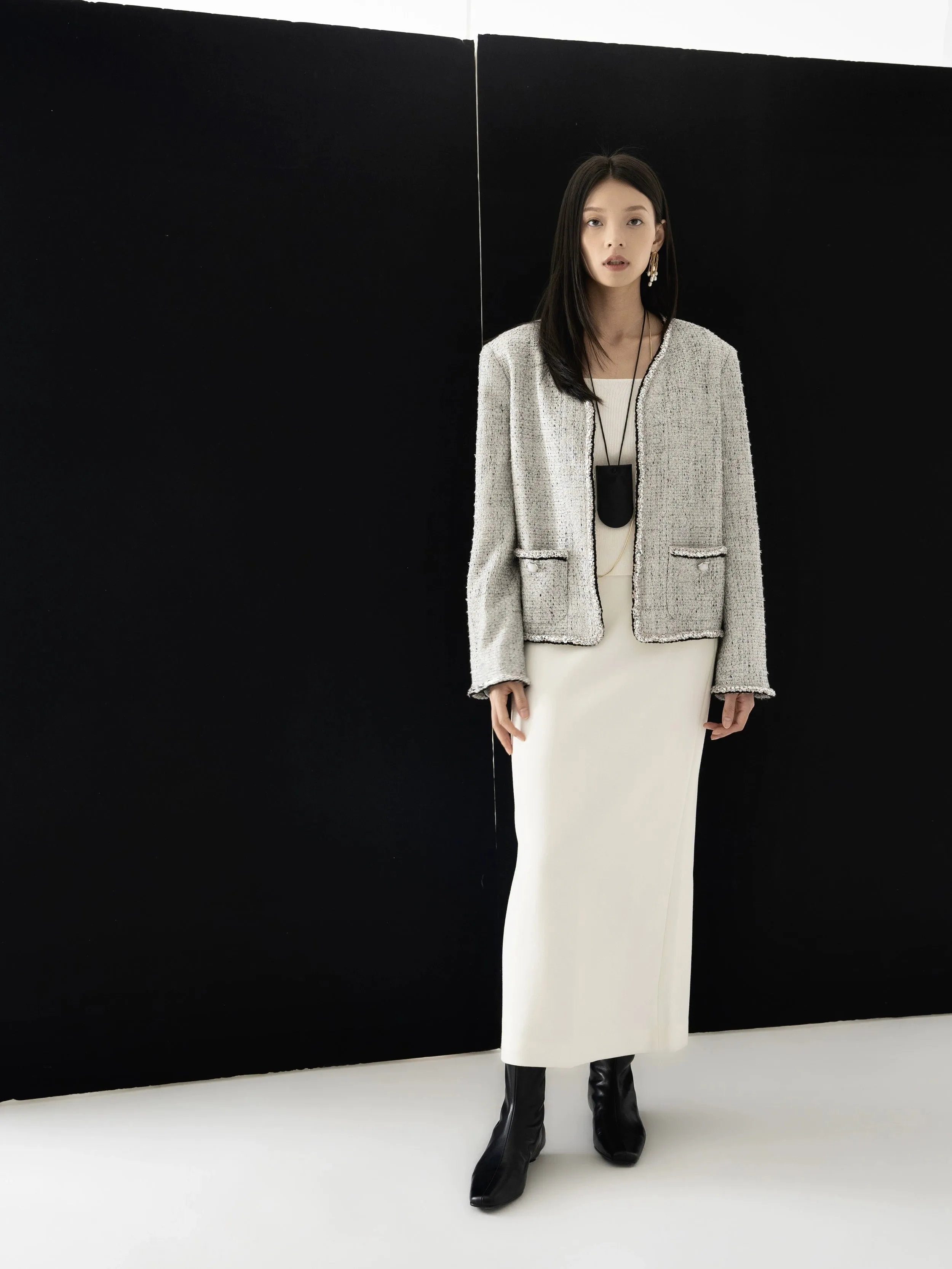 Double-Layered Wool Slim Skirt