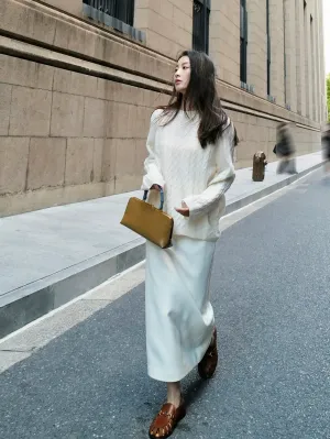 Double-Layered Wool Slim Skirt