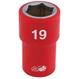 Draper Fully Insulated Vde Socket, 1/2" Sq. Dr., 19Mm Dr-31880