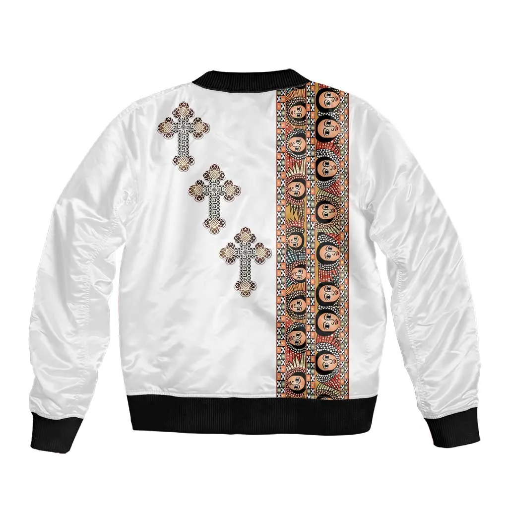 Ethiopia Angels Tilet With Cross Sleeve Zip Bomber Jacket LT15