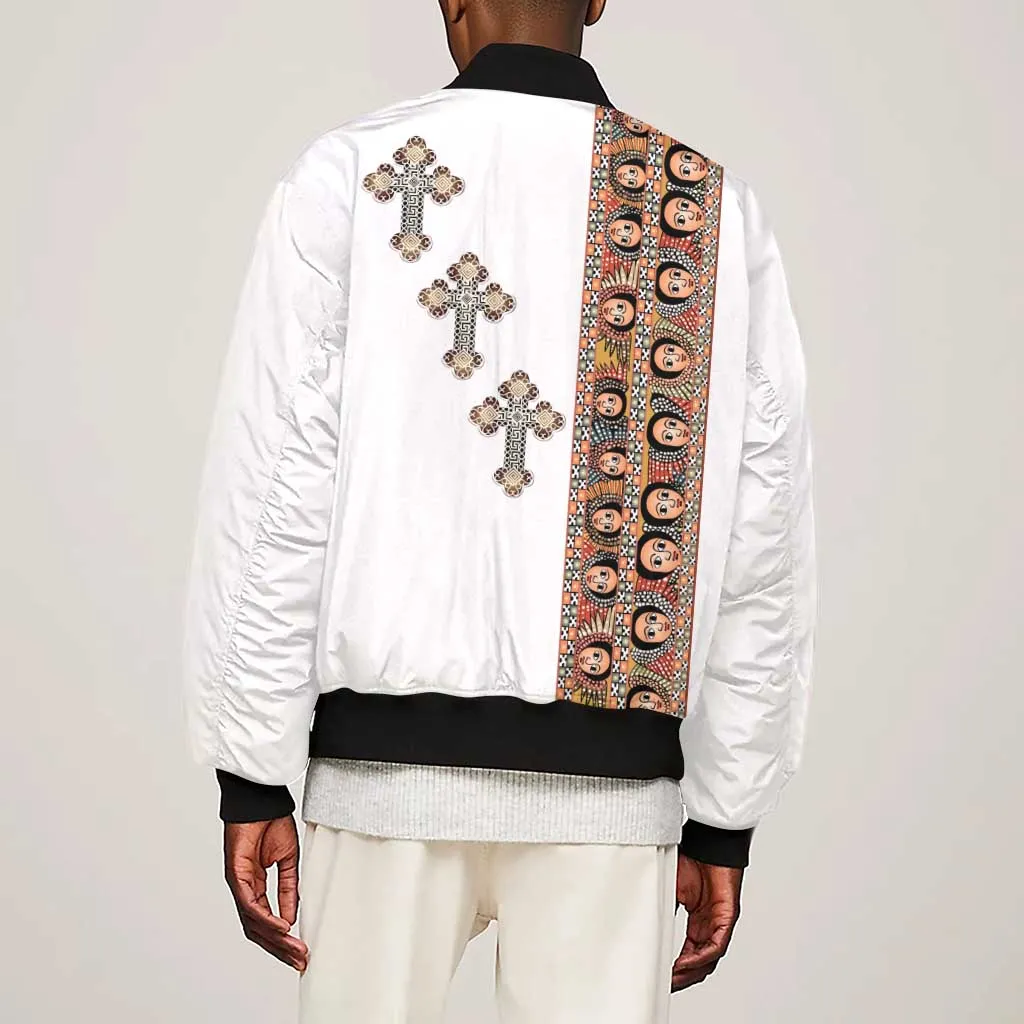 Ethiopia Angels Tilet With Cross Sleeve Zip Bomber Jacket LT15