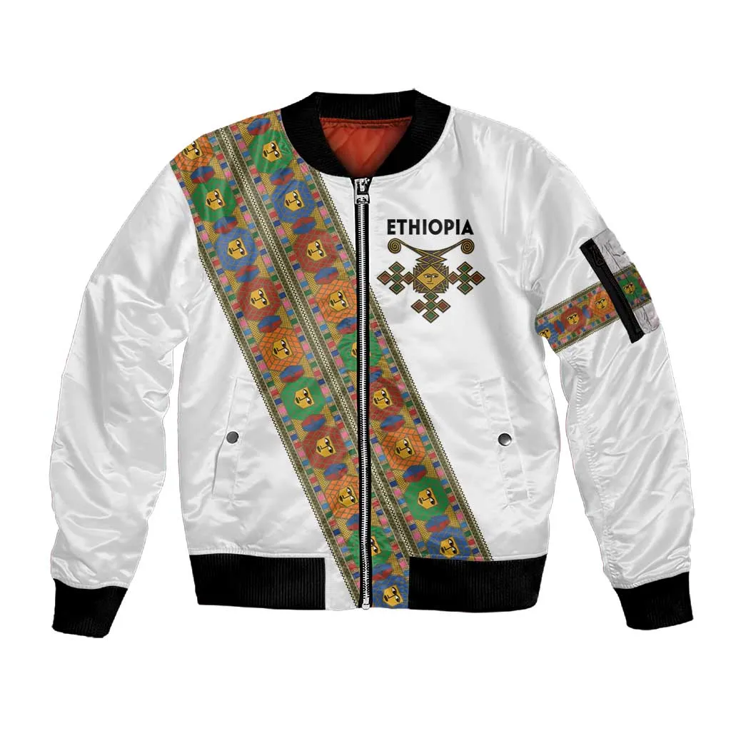 Ethiopia Saba Kemis Sash Style Sleeve Zip Bomber Jacket LT15