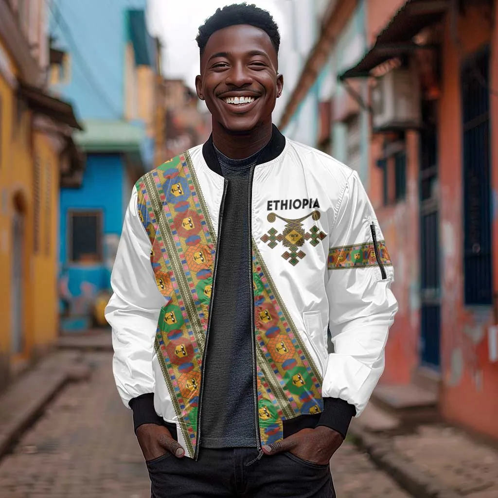 Ethiopia Saba Kemis Sash Style Sleeve Zip Bomber Jacket LT15