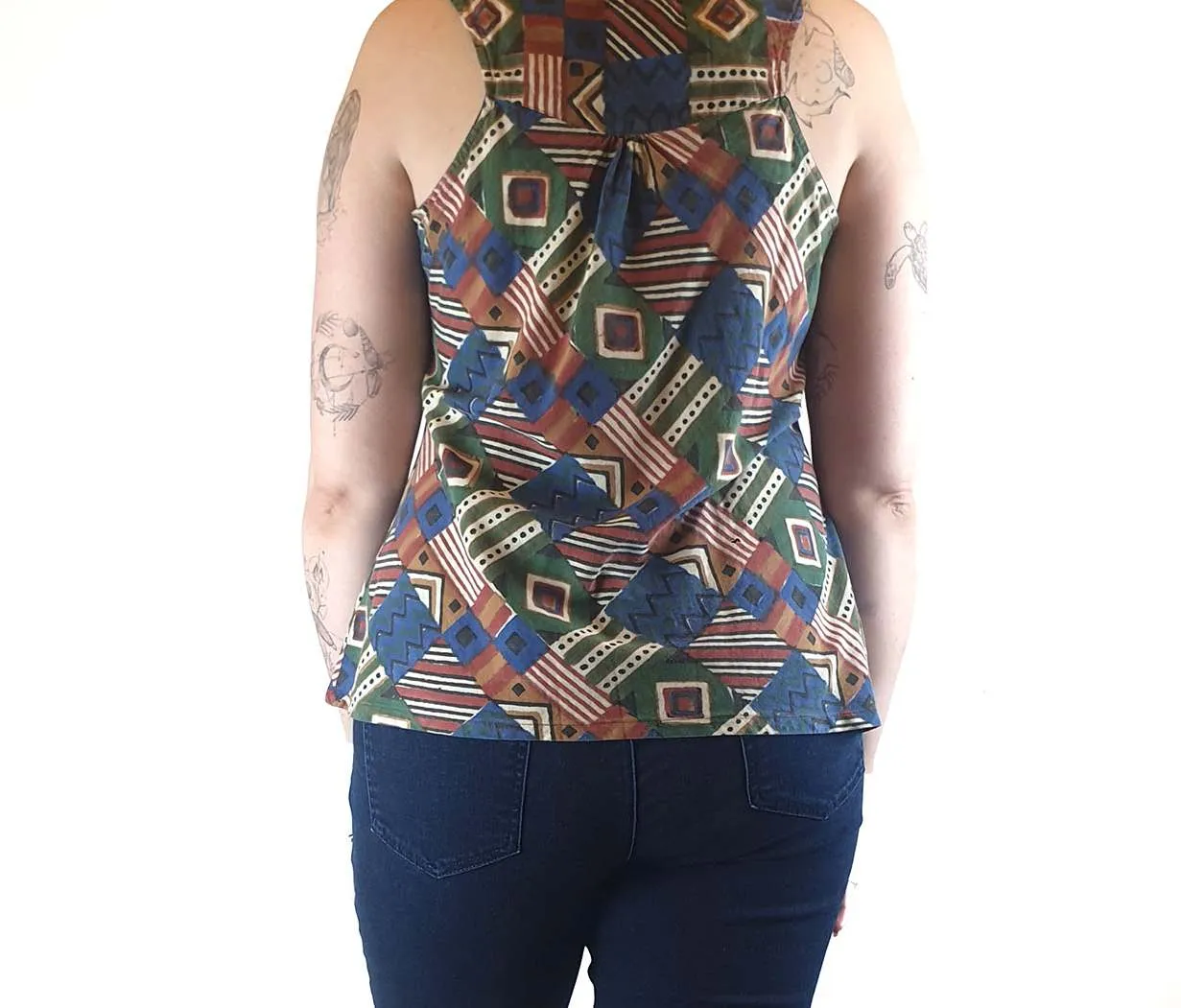 Fabrindia Vinage early 90s colourful print sleeveless top size L (best fits size 12)