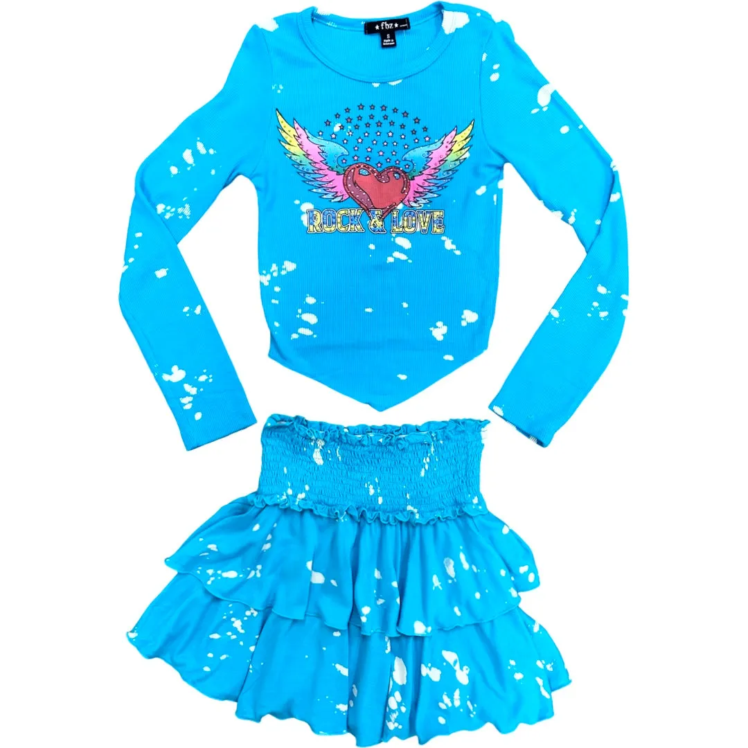 FBZ Turquoise Bleach Layered Skirt