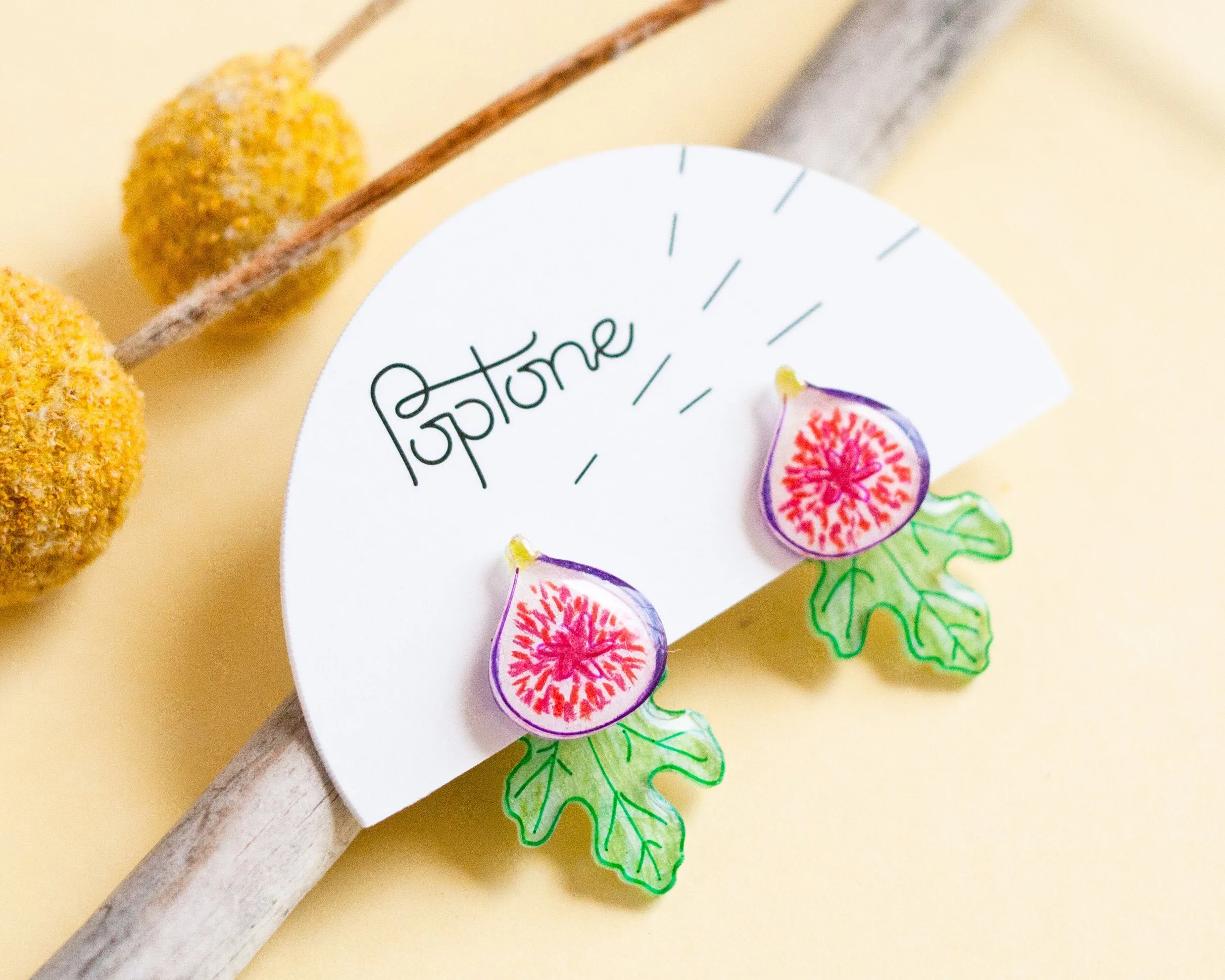 Fig Statement Earrings with Leaf Ear Jackets