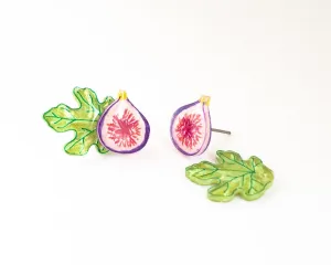 Fig Statement Earrings with Leaf Ear Jackets