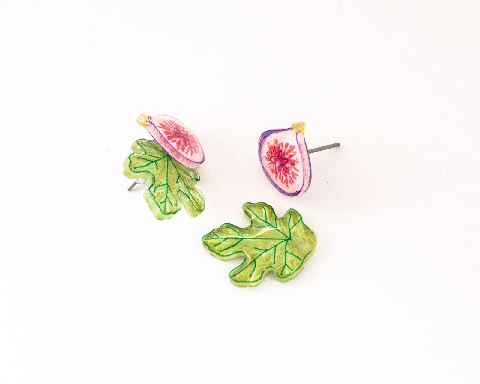 Fig Statement Earrings with Leaf Ear Jackets