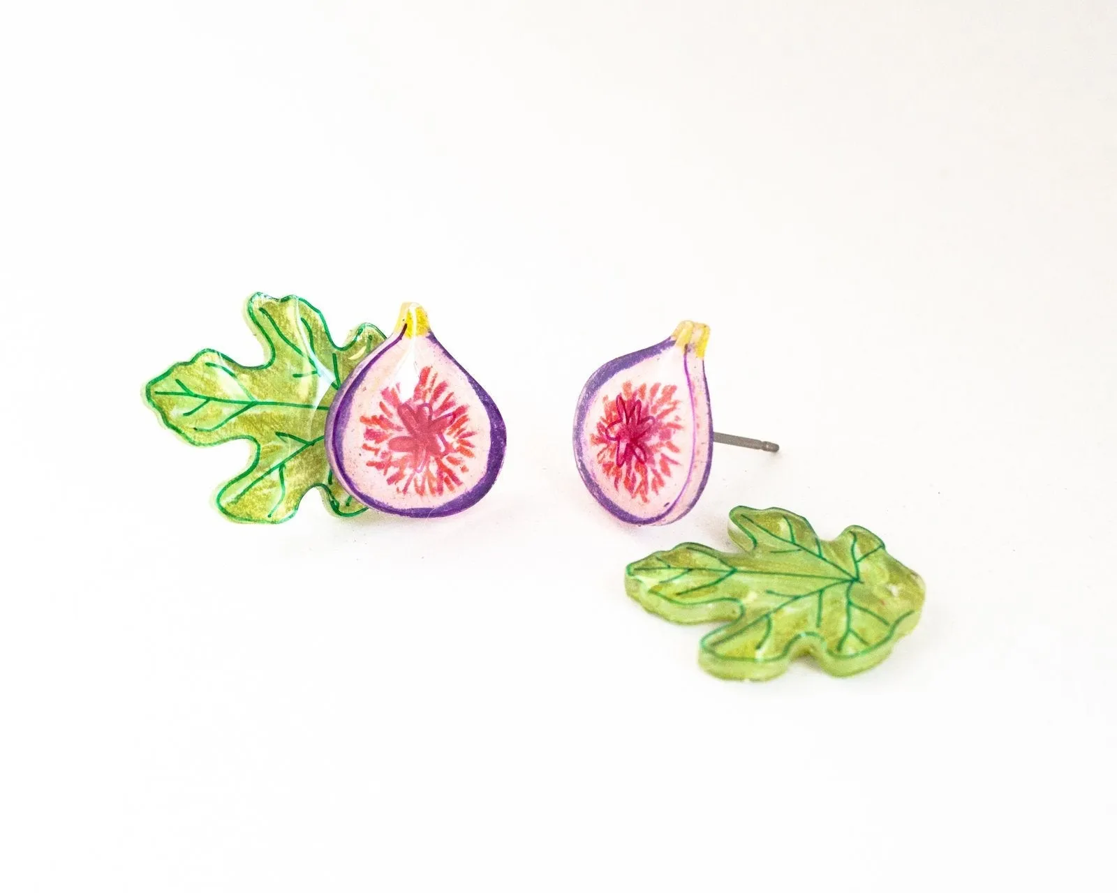 Fig Statement Earrings with Leaf Ear Jackets
