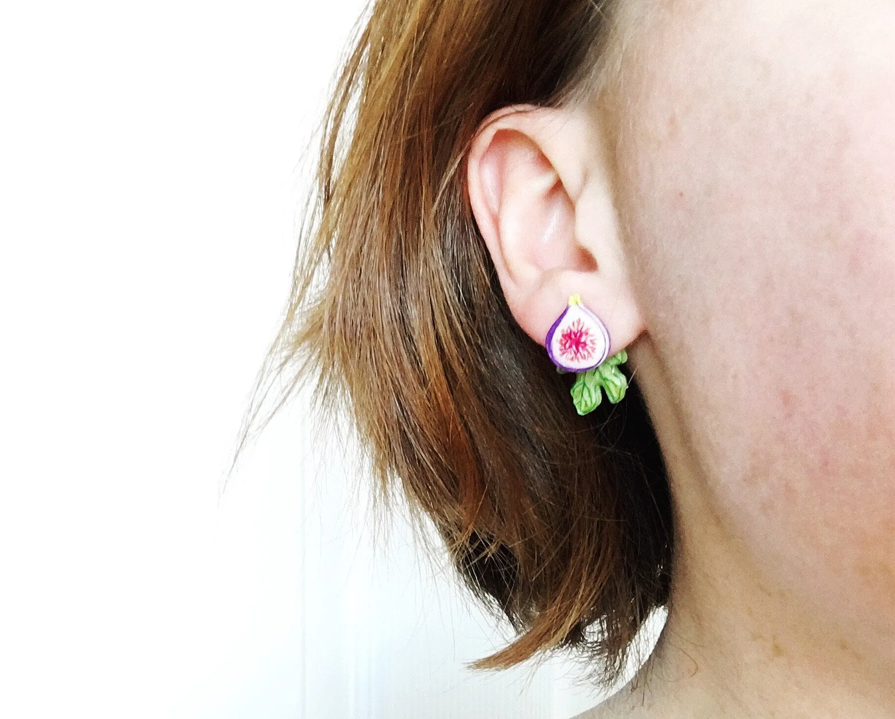 Fig Statement Earrings with Leaf Ear Jackets