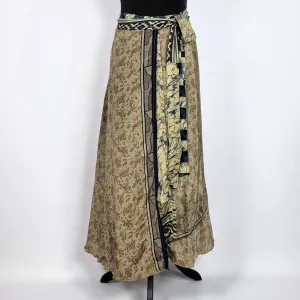 Flattering Indian gypsy wrap skirt, made from vintage silk-mix saree fabrics with Oriental & floral print #44