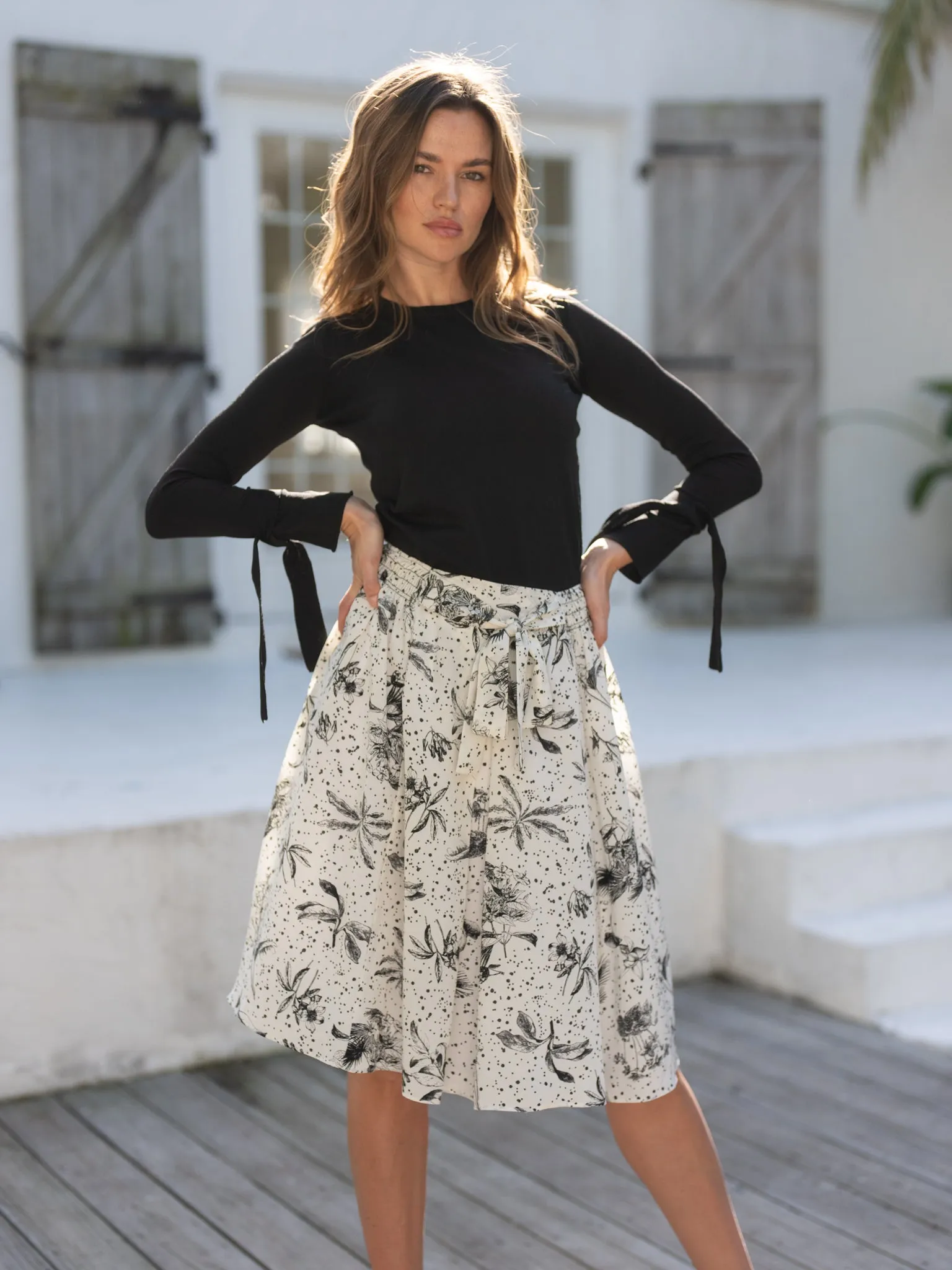 FLORAL SILK SKIRT