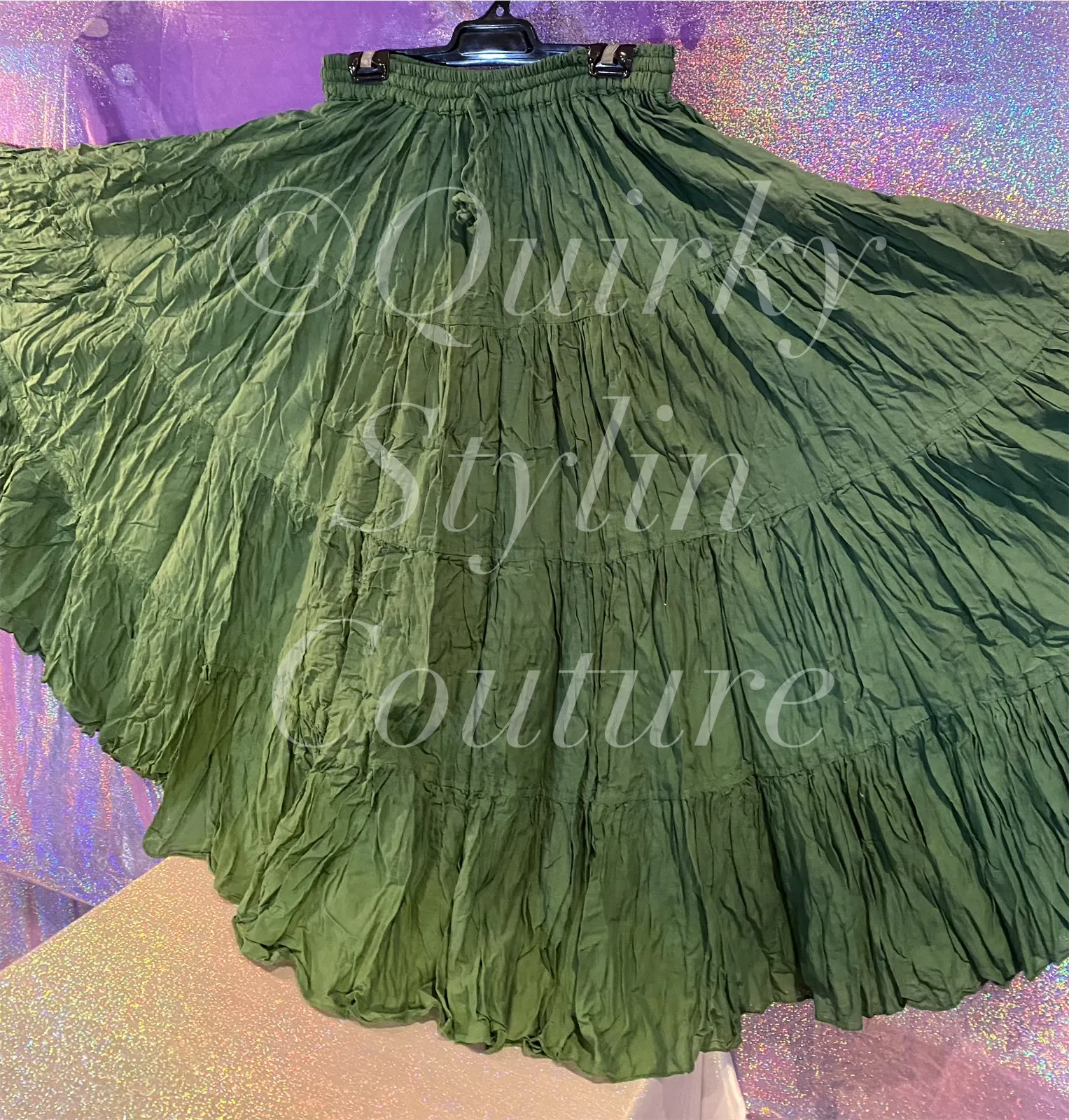 Forest Green Renaissance steampunk gothic cotton boho tribal Maxi Long Skirt -Size 10-22 - Plus size