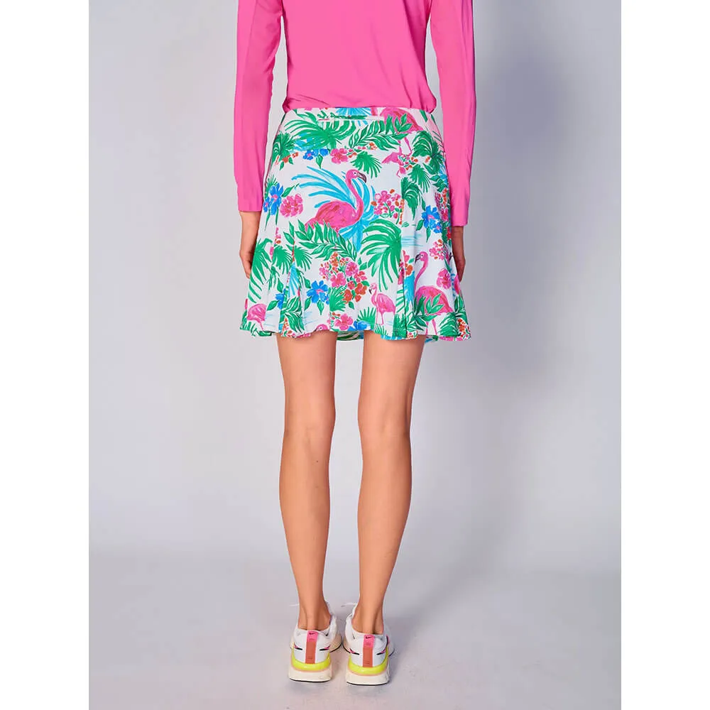 G Lifestyle Print 17-Inch Flare Skort - Flamingo
