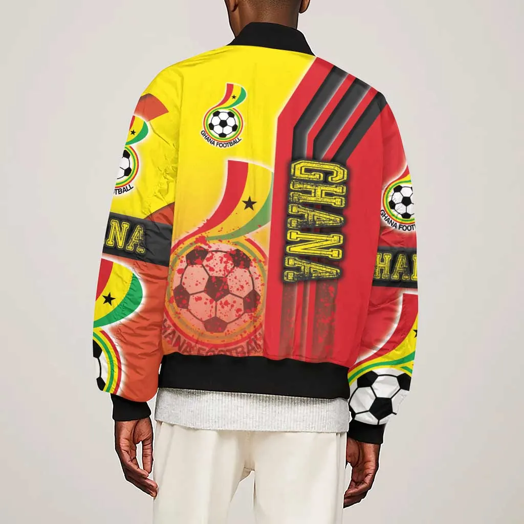 Ghana Soccer Sleeve Zip Bomber Jacket Black Stars Football - Road To Champion DT03