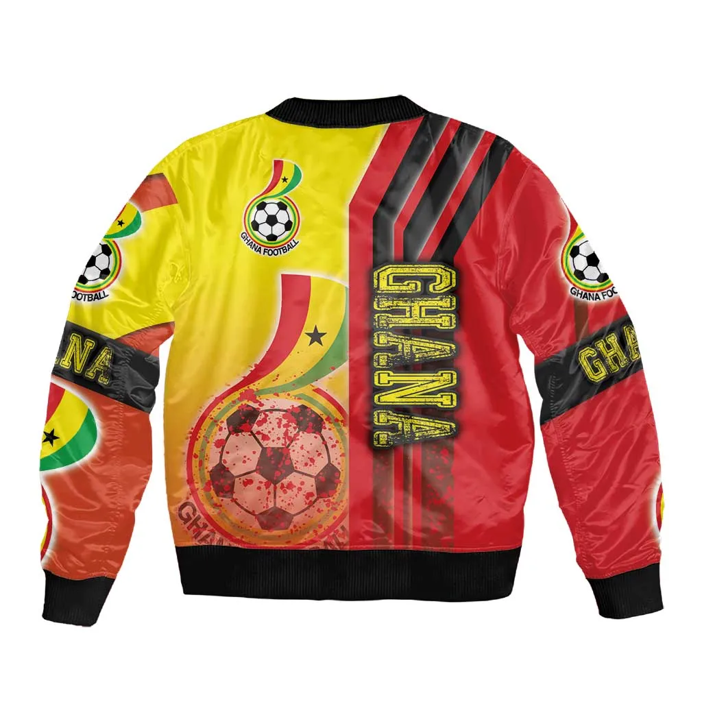 Ghana Soccer Sleeve Zip Bomber Jacket Black Stars Football - Road To Champion DT03