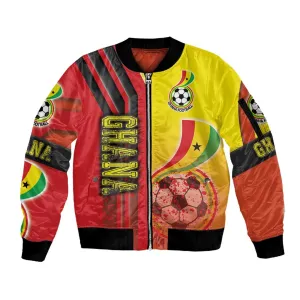 Ghana Soccer Sleeve Zip Bomber Jacket Black Stars Football - Road To Champion DT03