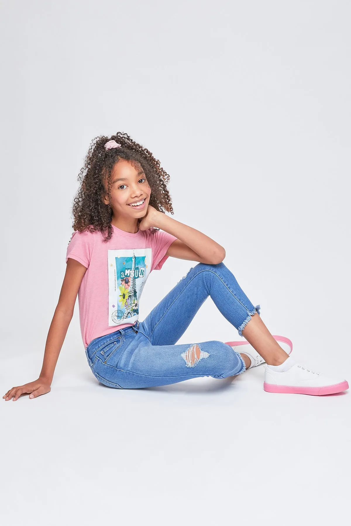 Girls Basic 5 Pkt 1 Btn Fray Hem Ankle Pack Of 12