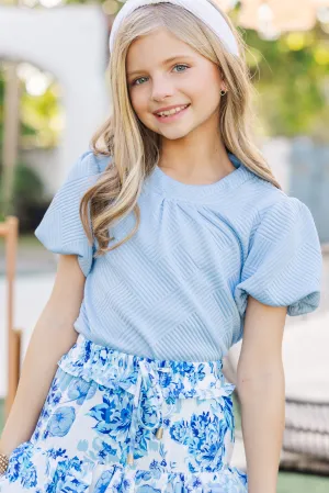 Girls: The Coraline Light Blue Textured Blouse