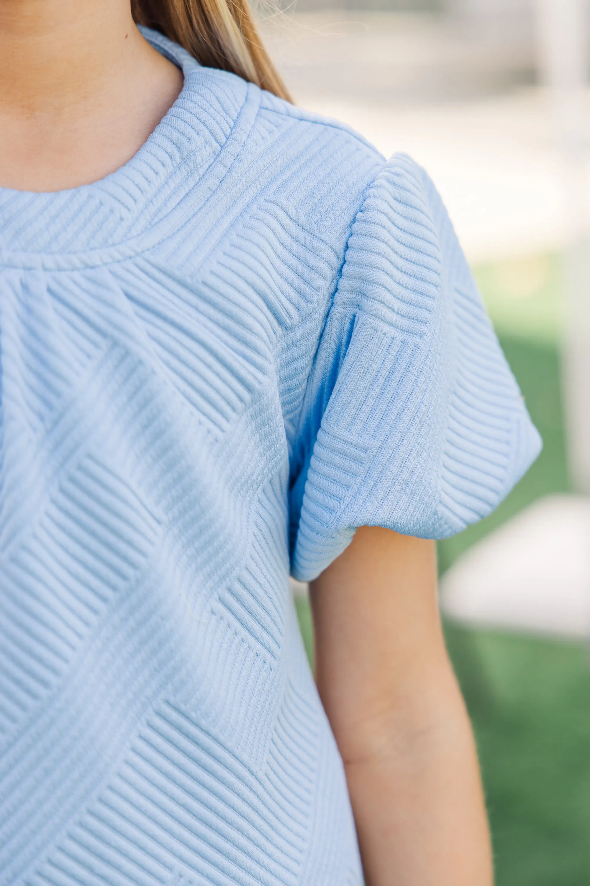 Girls: The Coraline Light Blue Textured Blouse