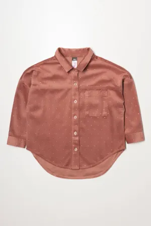 Glitter Heart Corduroy Shirt Pink