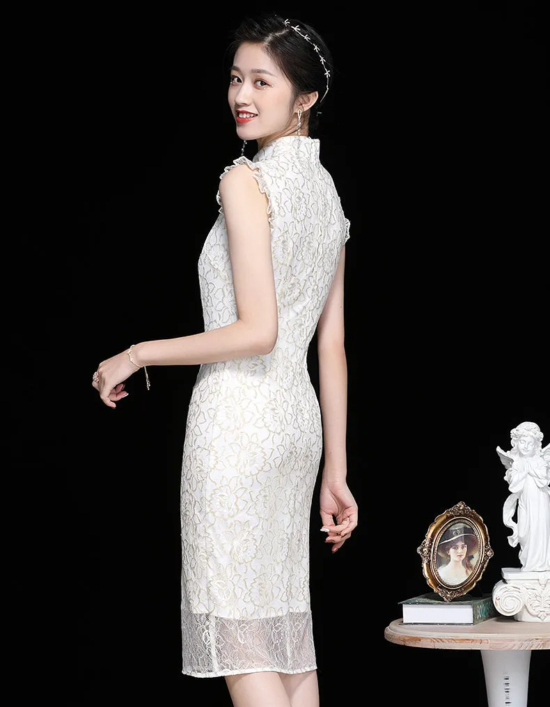 Golden White Qipao Cheongsam