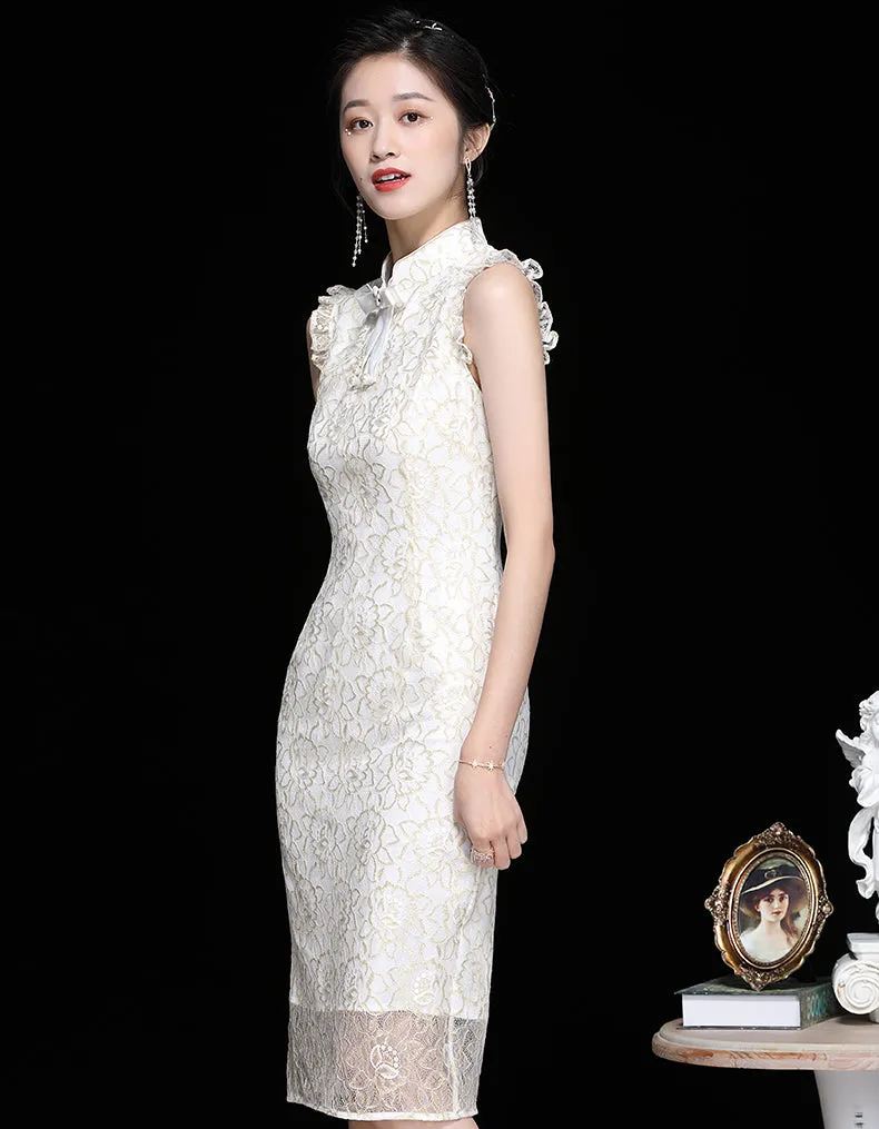 Golden White Qipao Cheongsam