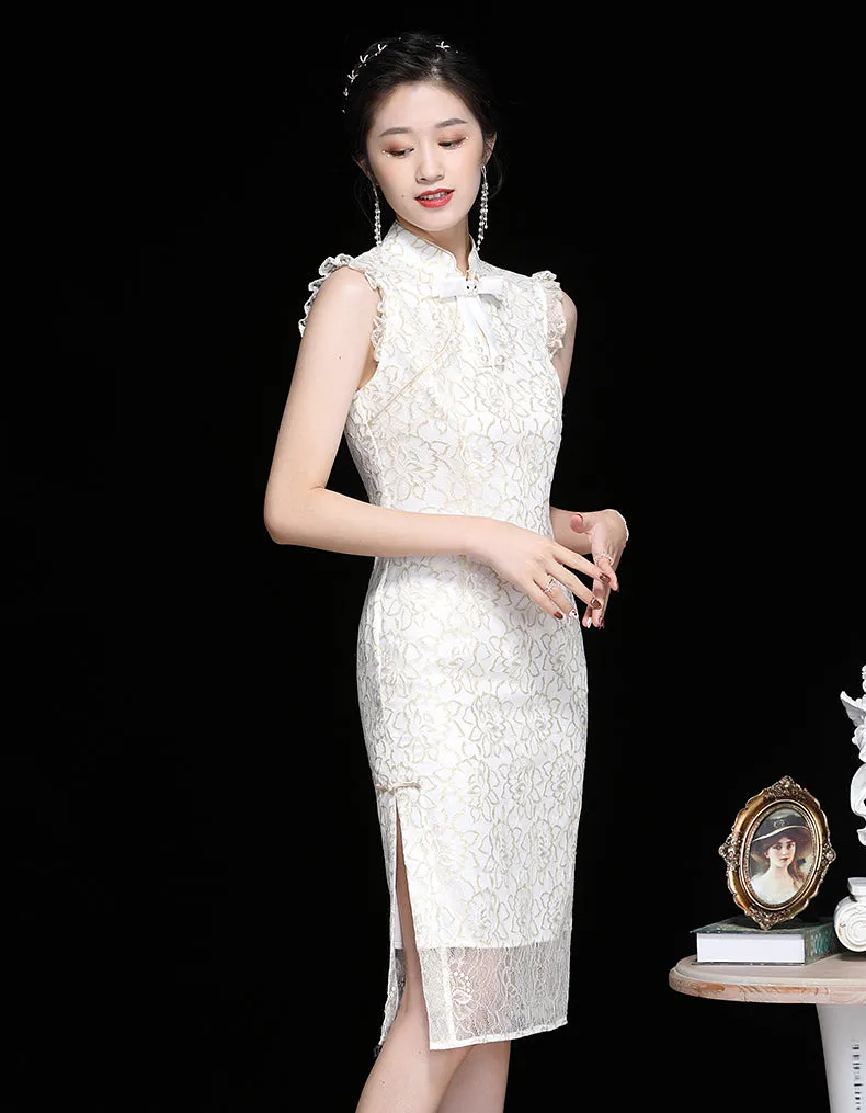 Golden White Qipao Cheongsam