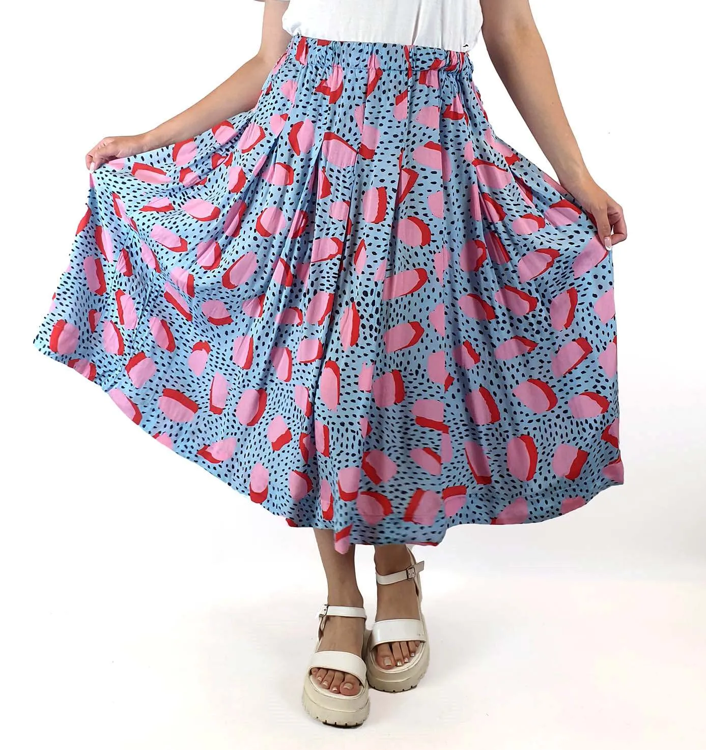 Gorman blue and pink print skirt size 10