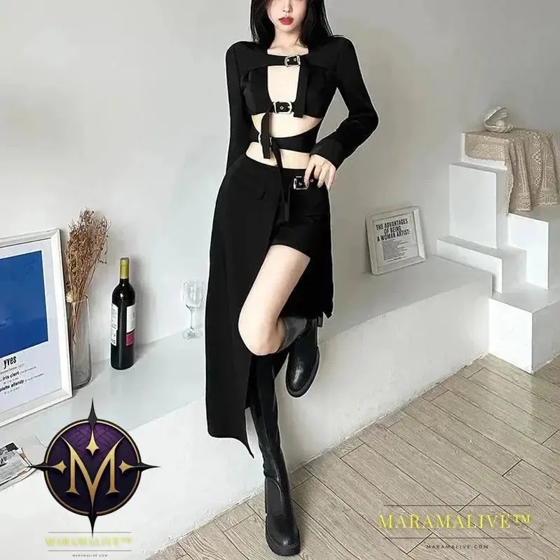 Gothic Skirts Goth Dark Techwear Patchwork Sexy Mini Women Grunge Irregular Hem High Waist Cargo Skirt Hip Hop Black Summer 2023