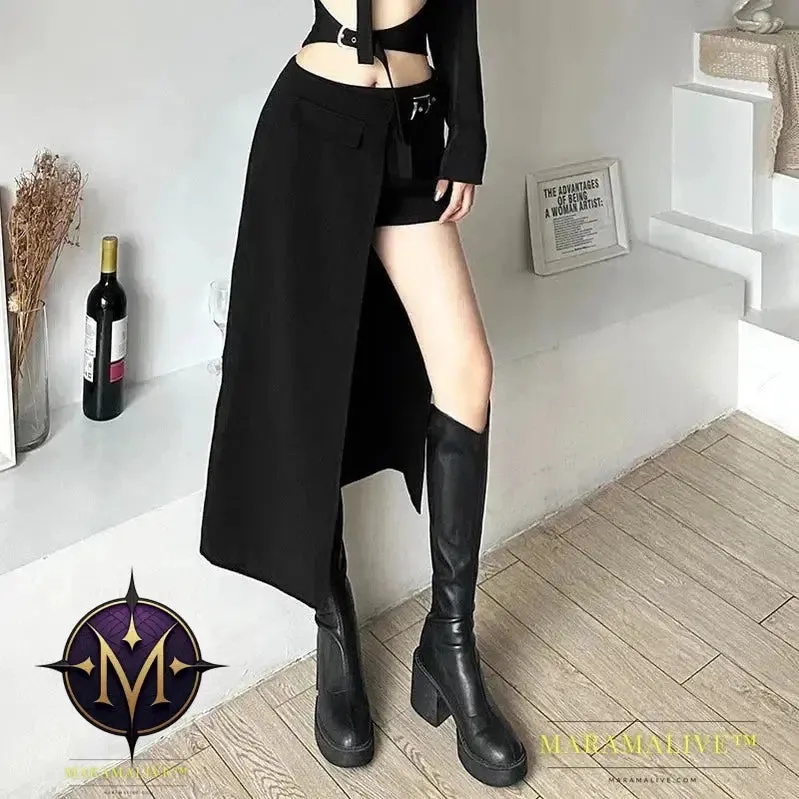 Gothic Skirts Goth Dark Techwear Patchwork Sexy Mini Women Grunge Irregular Hem High Waist Cargo Skirt Hip Hop Black Summer 2023